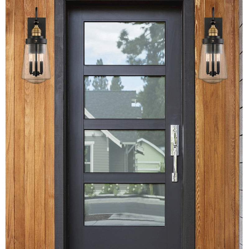Savoy House Macauley 3Lt Outdoor Wall Lantern, Vintage Black/Brass