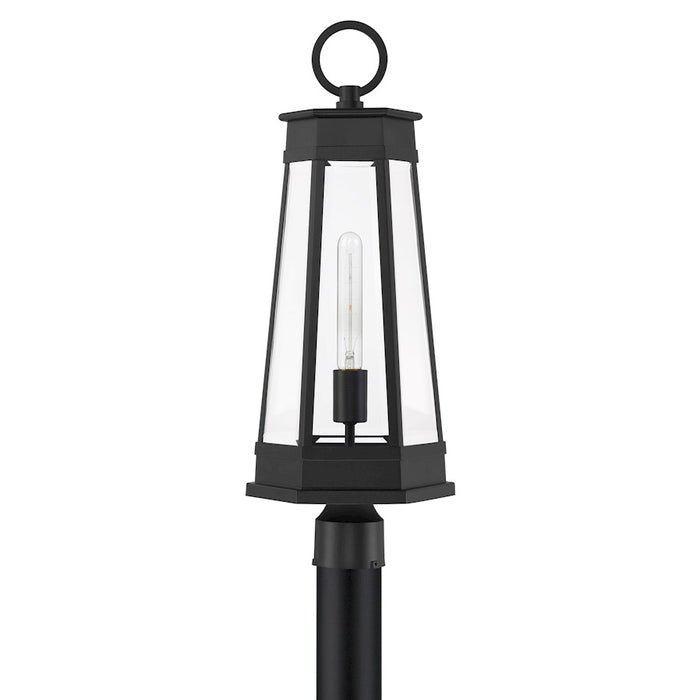 Savoy House Payne 1Lt Outdoor Post Lantern, Matte Black/Clear Beveled