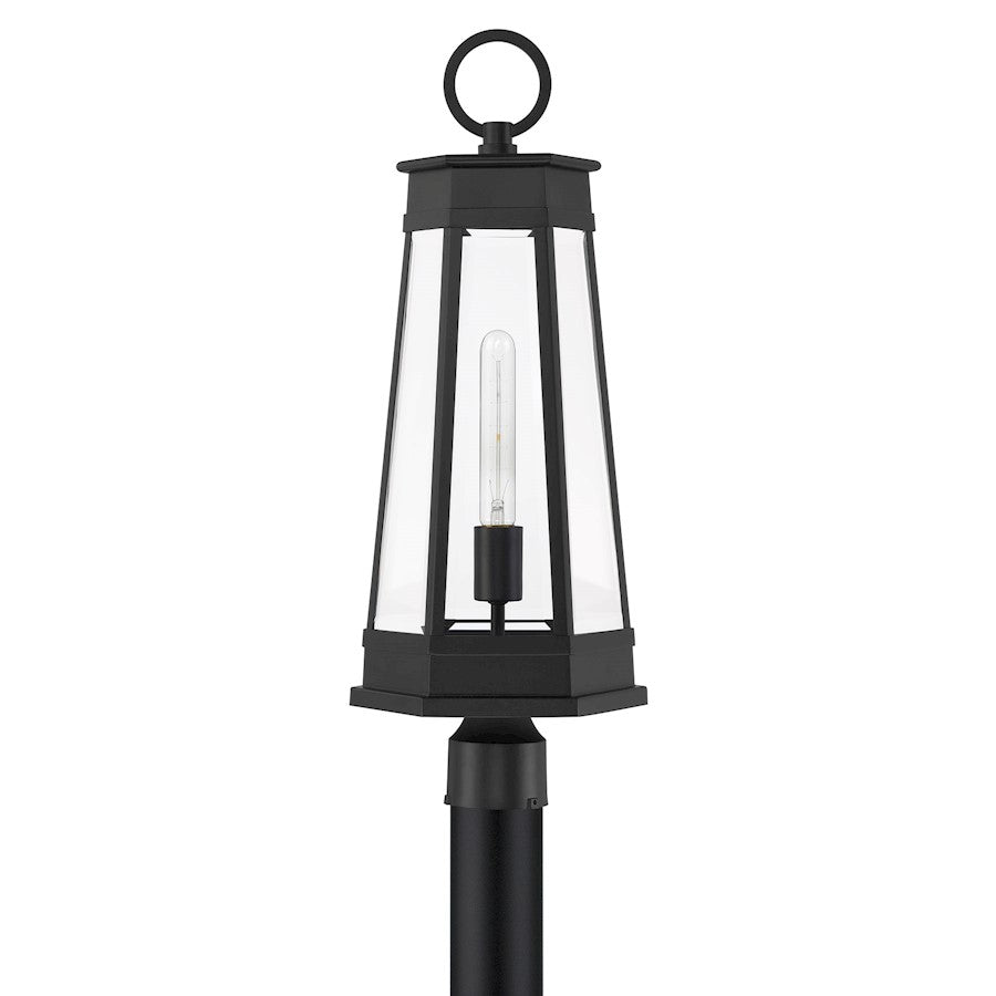 Savoy House Payne 1Lt Outdoor Post Lantern, Matte Black/Clear Beveled