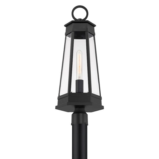 Savoy House Payne 1Lt Outdoor Post Lantern, Matte Black/Clear Beveled