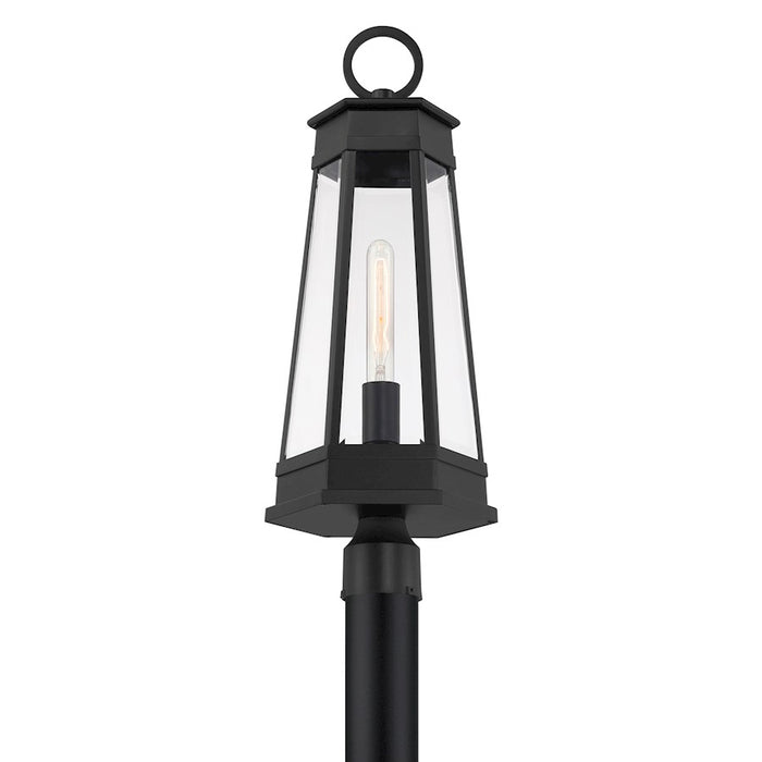 Savoy House Payne 1Lt Outdoor Post Lantern, Matte Black/Clear Beveled
