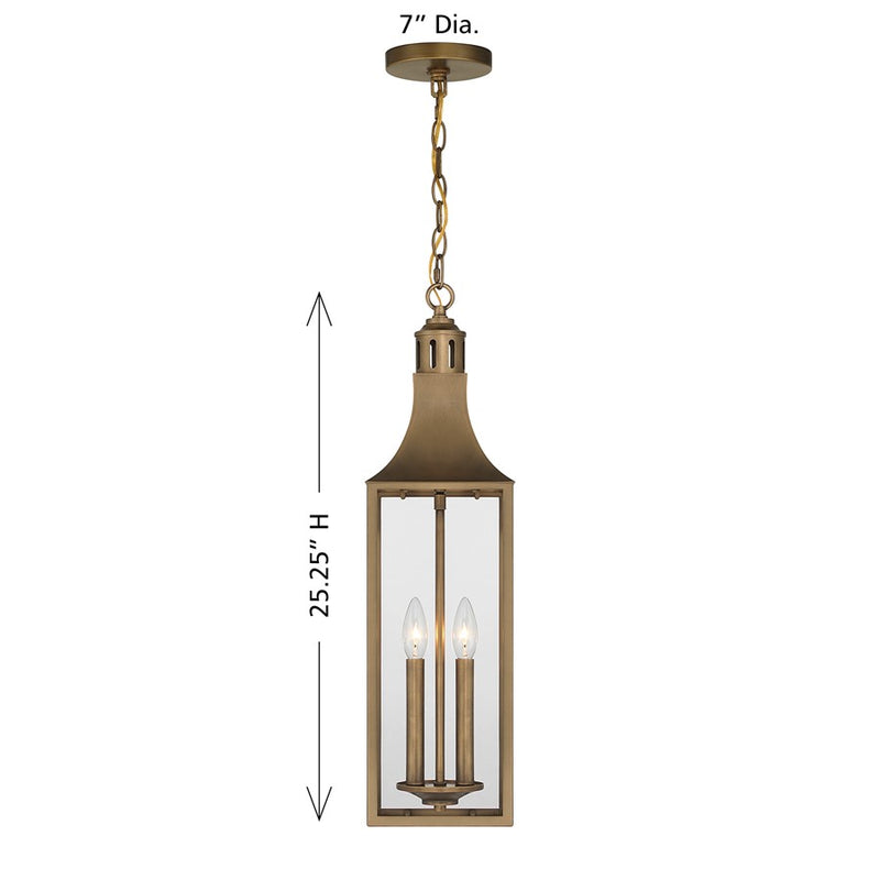Savoy House Lancaster 2Lt Outdoor Hanging Lantern, Atlas Bronze
