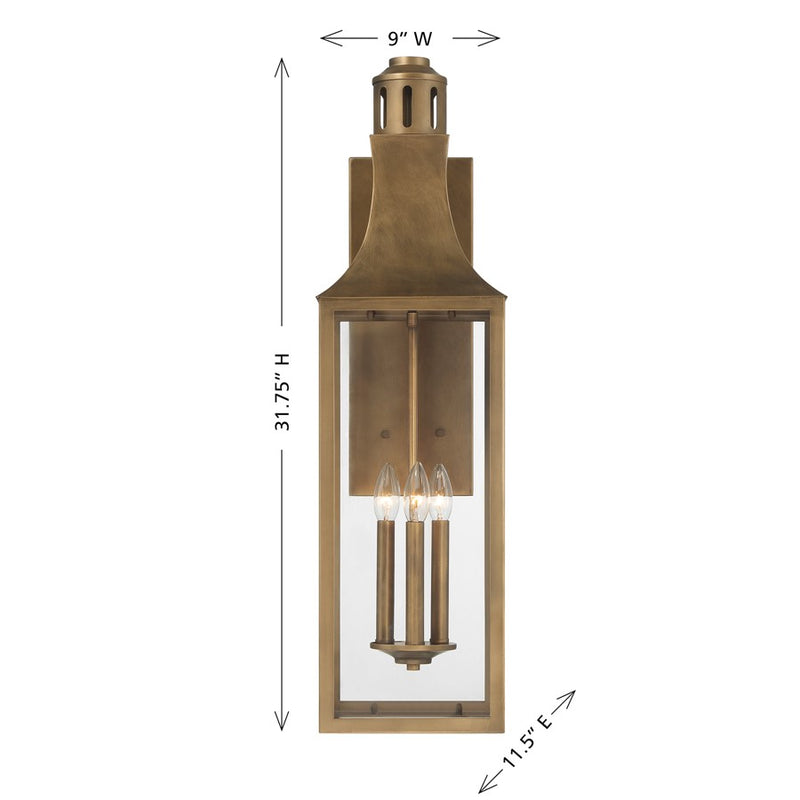 Savoy House Lancaster 2Lt 32" Outdoor Wall Lantern, Atlas Bronze