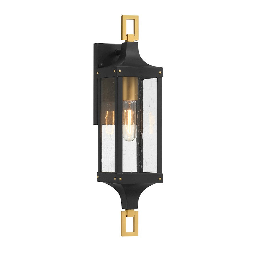 Savoy House Glendale 1Lt 21" Outdoor Lantern, Black/Brass/Seeded - 5-275-144