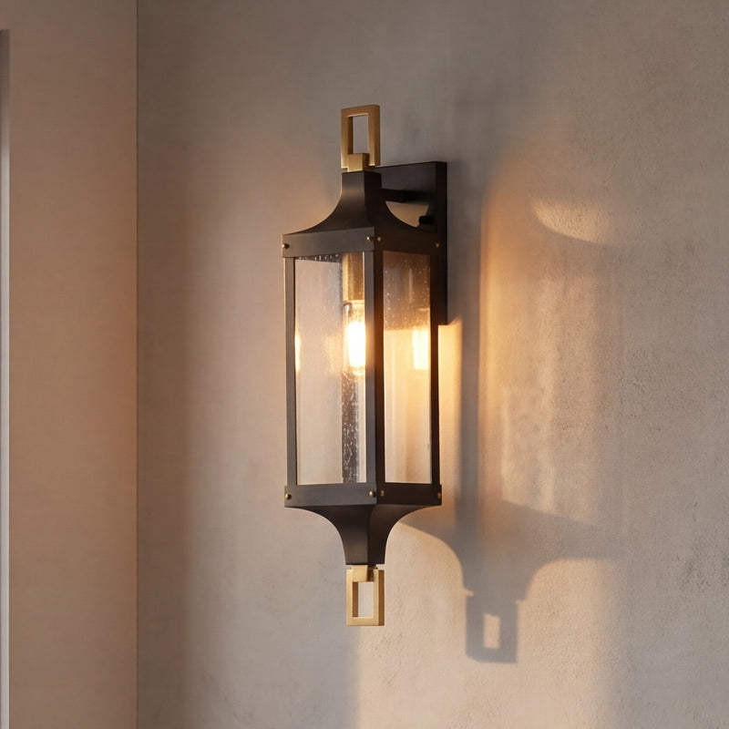 Savoy House Glendale 1Lt 25" Outdoor Lantern, Black/Brass/Seeded