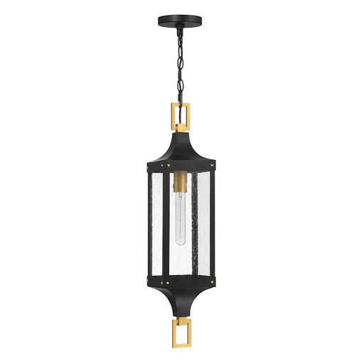 Savoy House Glendale 1Lt Outdoor Hanging Lantern, Black/Brass/Seeded
