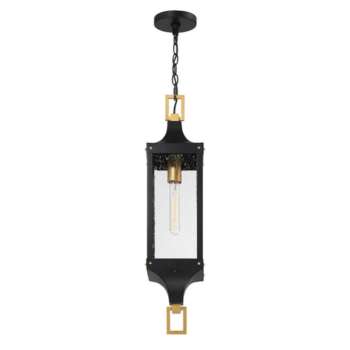 Savoy House Glendale 1Lt Outdoor Hanging Lantern, Black/Brass