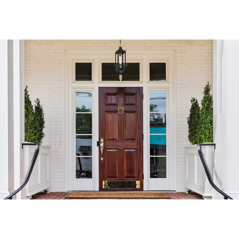 Savoy House Glendale 1Lt Outdoor Hanging Lantern, Black/Brass/Seeded