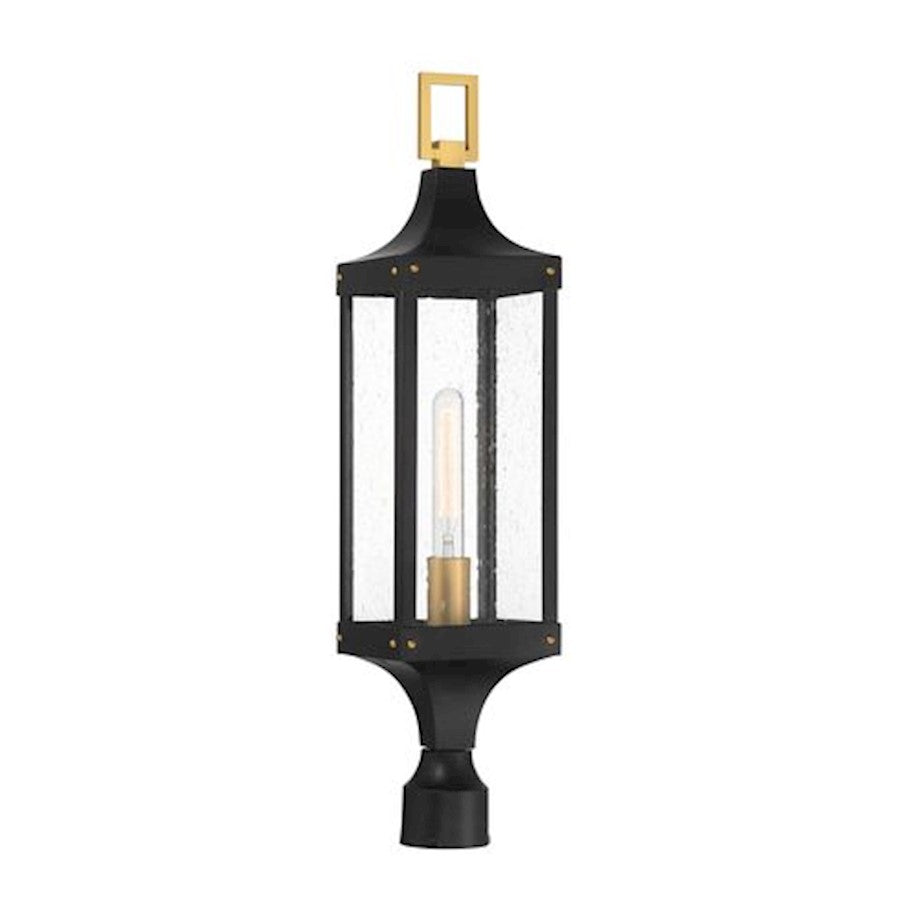 Savoy House Glendale 1Lt Outdoor Post Lantern, Black/Brass/Seeded - 5-278-144