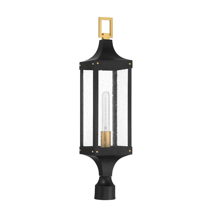 Savoy House Glendale 1Lt Outdoor Post Lantern, Black/Brass/Seeded