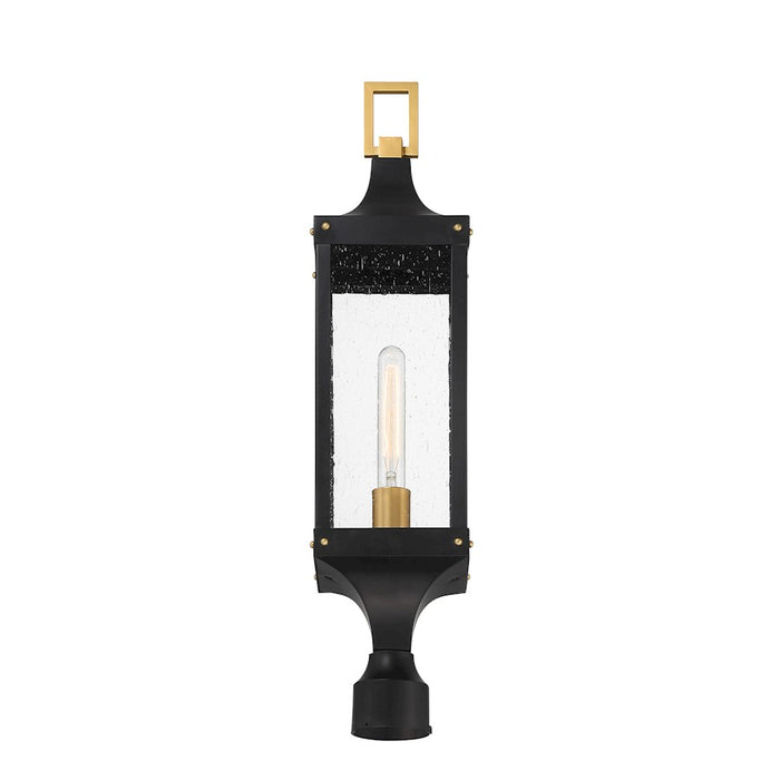 Savoy House Glendale 1Lt Outdoor Post Lantern, Black/Brass/Seeded