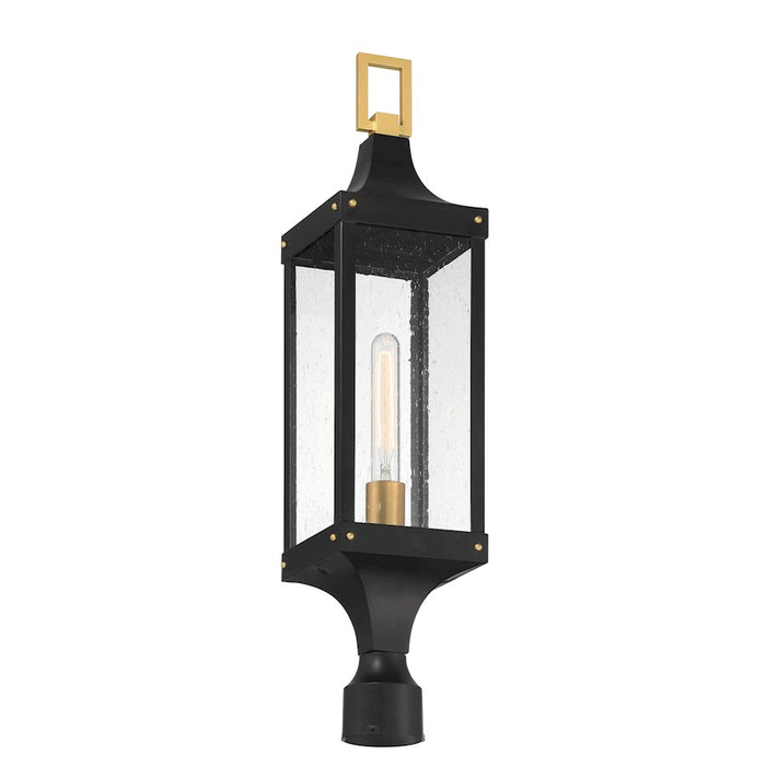 Savoy House Glendale 1Lt Outdoor Post Lantern, Black/Brass/Seeded