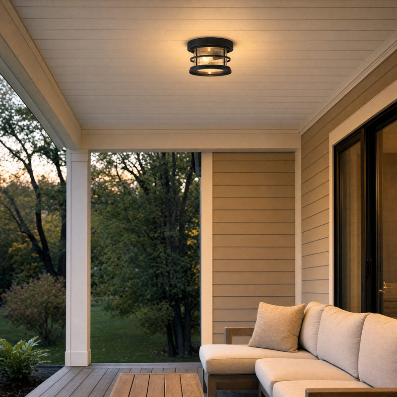 Savoy House Barrett 1-Light Outdoor Ceiling Light, Black