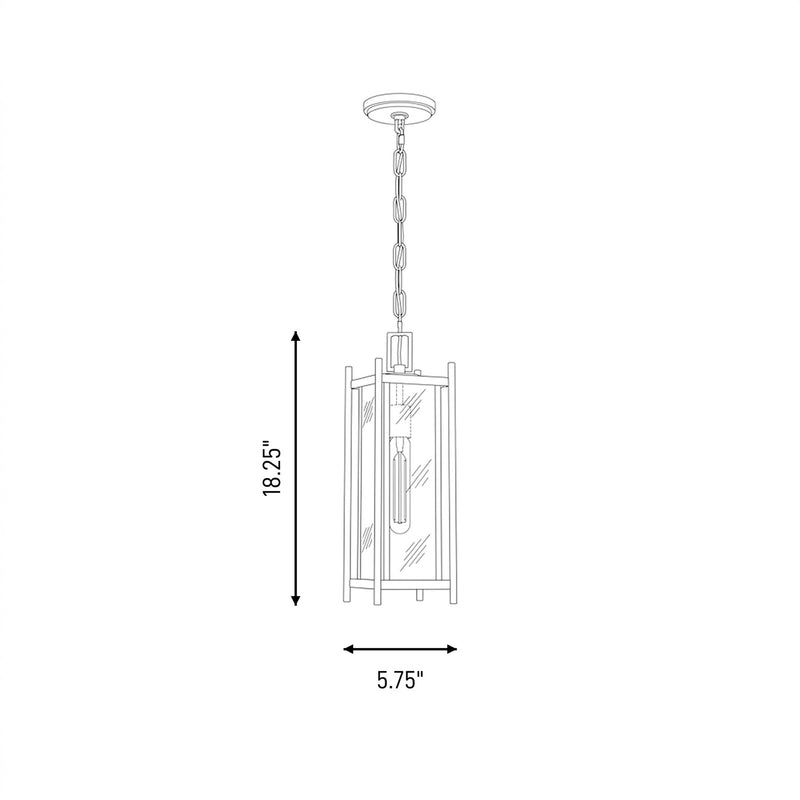 Savoy House Jacobs 1Lt Outdoor Hanging Lantern, Black/Clear