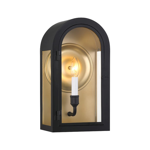 Savoy House Grotto 1Lt Outdoor Wall Lantern, Black/Gold/Clear