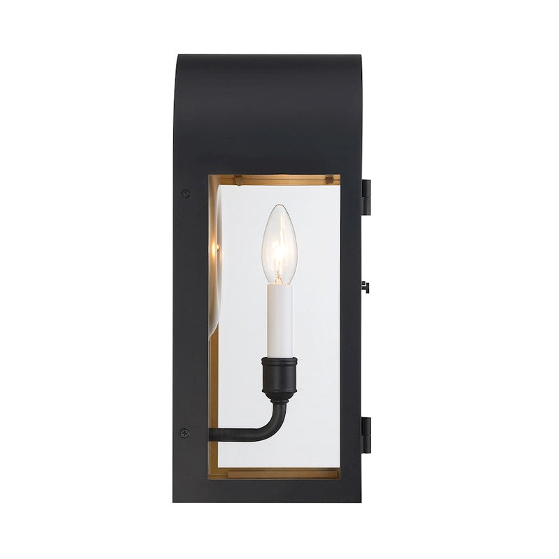 Savoy House Grotto 1Lt Outdoor Wall Lantern, Black/Gold/Clear