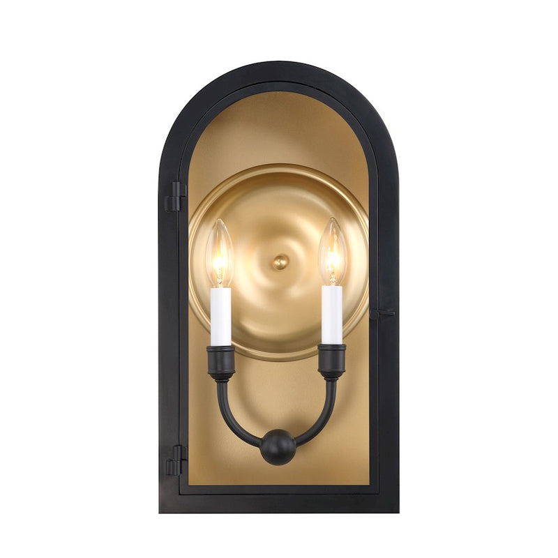 Savoy House Grotto 2Lt 19" Outdoor Wall Lantern, Black/Gold/Clear