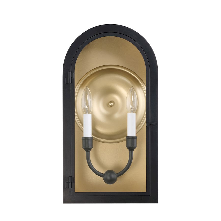 Savoy House Grotto 2Lt 19" Outdoor Wall Lantern, Black/Gold/Clear