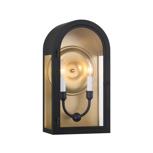 Savoy House Grotto 2Lt 19" Outdoor Wall Lantern, Black/Gold/Clear