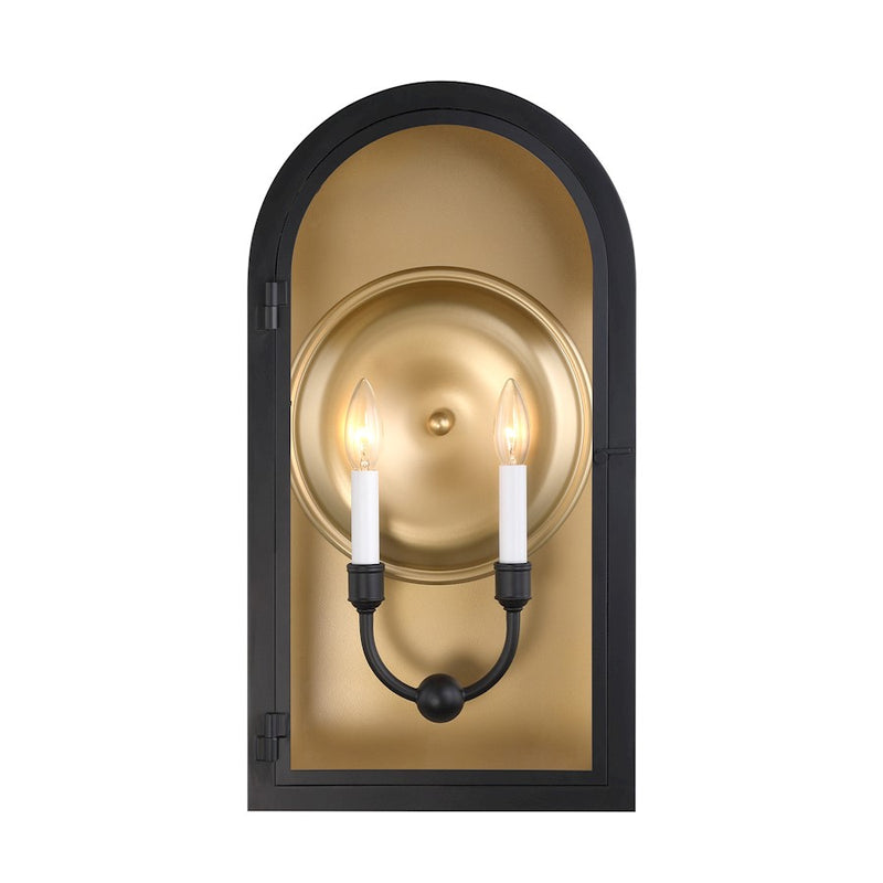 Savoy House Grotto 2Lt 23" Outdoor Wall Lantern, Black/Gold/Clear - 5-412-331