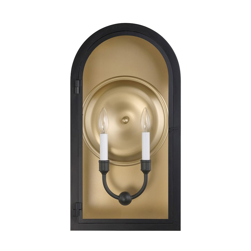 Savoy House Grotto 2Lt 23" Outdoor Wall Lantern, Black/Gold/Clear