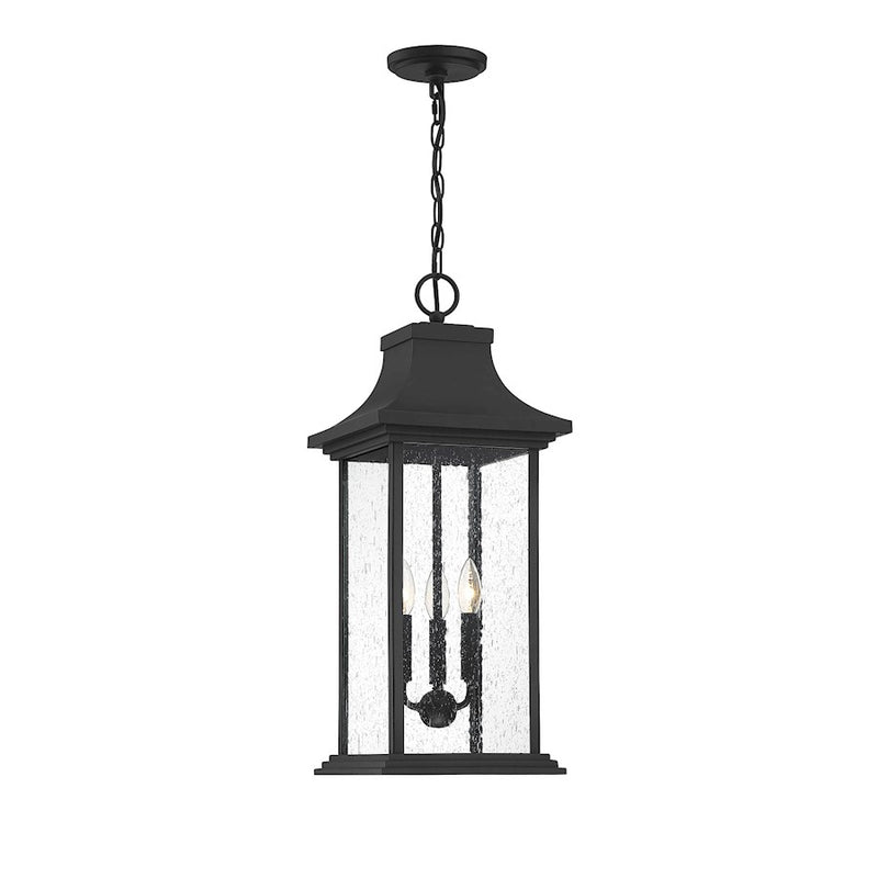 Savoy House Hancock 3 Light Outdoor Pendant, Matte Black