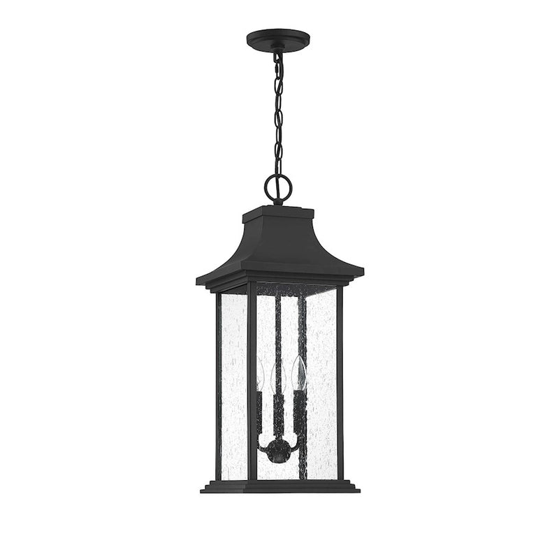 Savoy House Hancock 3 Light Outdoor Pendant, Matte Black