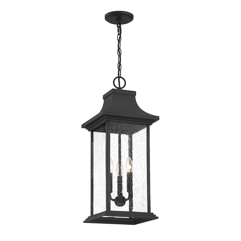 Savoy House Hancock 3 Light Outdoor Pendant, Matte Black