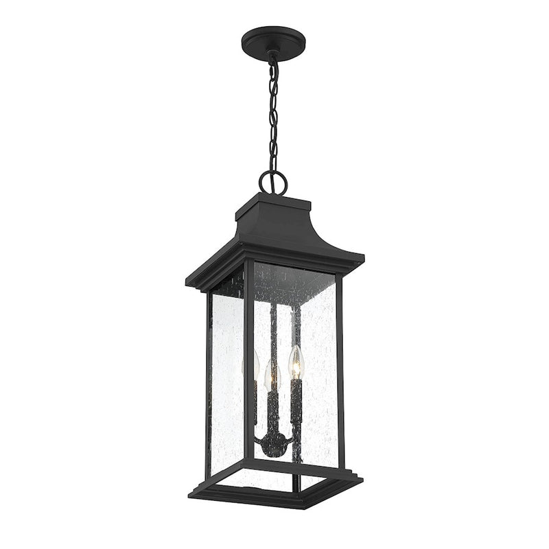 Savoy House Hancock 3 Light Outdoor Pendant, Matte Black