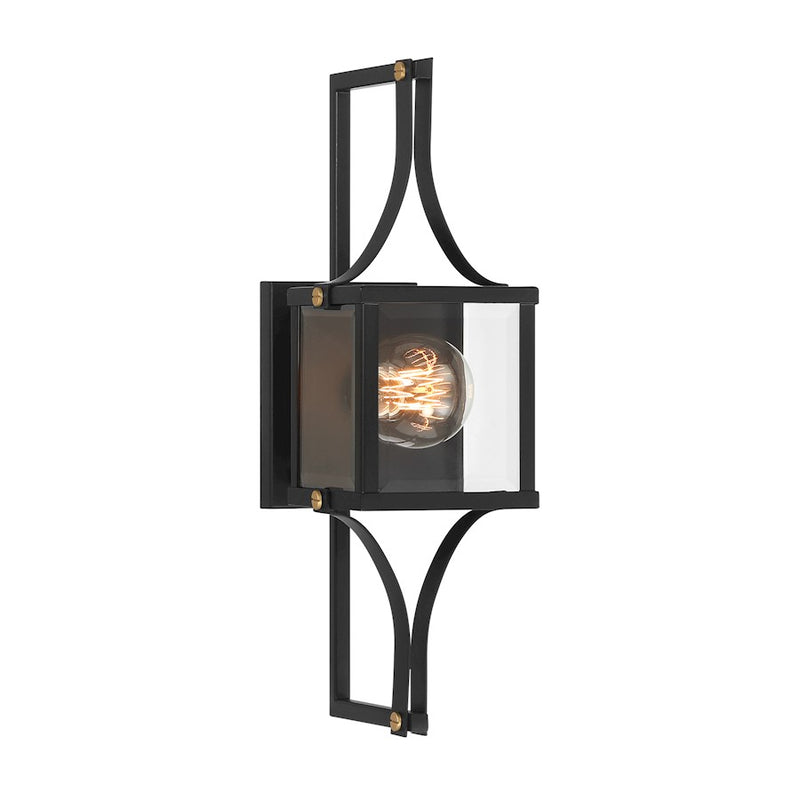 Savoy House Raeburn 1Lt 18" Outdoor Lantern, Black/Brass/Beveled