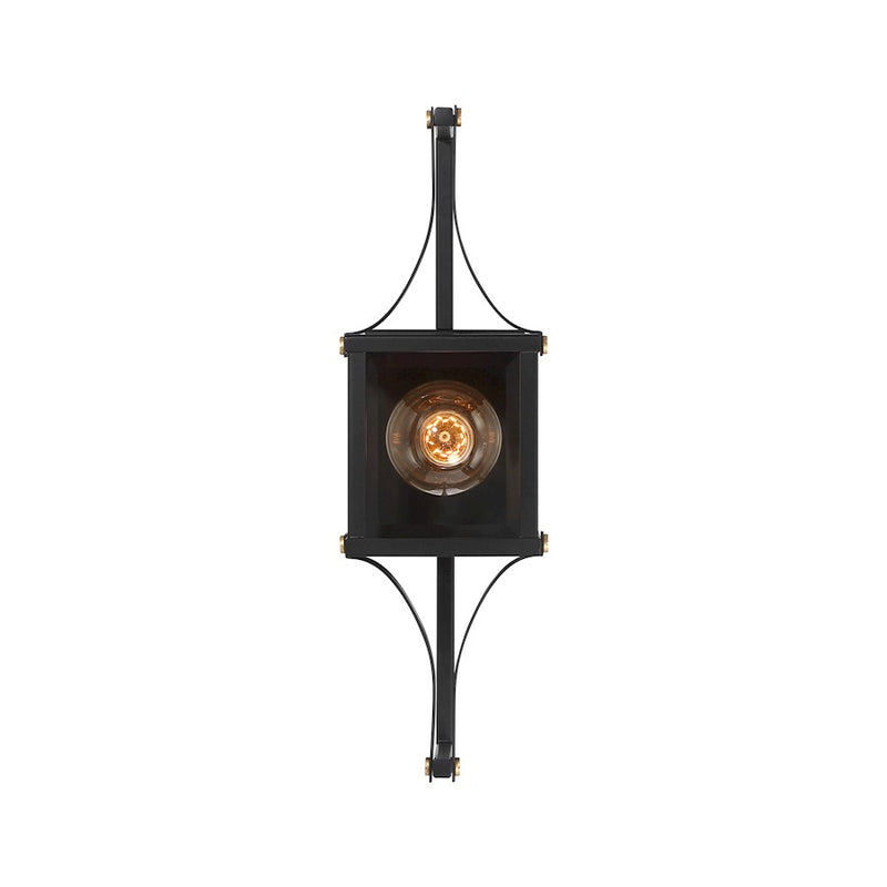 Savoy House Raeburn 1Lt 18" Outdoor Lantern, Black/Brass/Beveled
