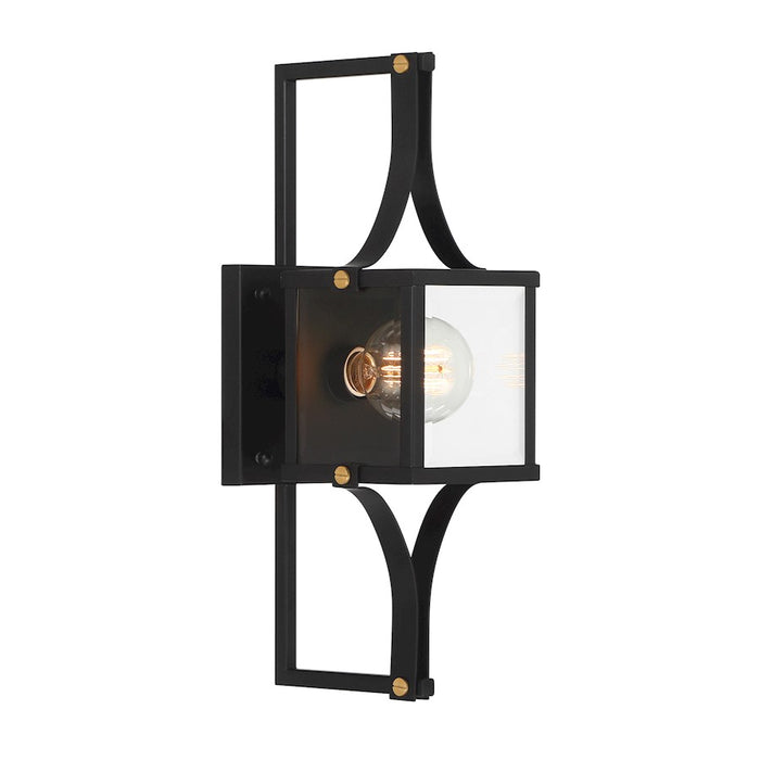 Savoy House Raeburn 1Lt 18" Outdoor Lantern, Black/Brass/Beveled