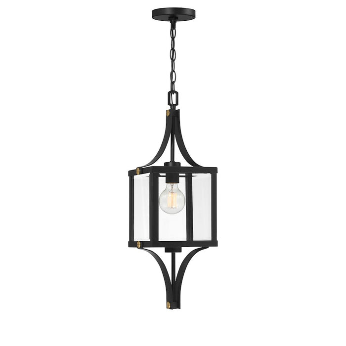 Savoy House Raeburn 1Lt Outdoor Hanging Lantern, Black/Brass/Beveled - 5-475-144