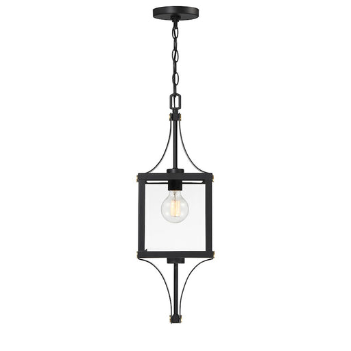 Savoy House Raeburn 1Lt Outdoor Hanging Lantern, Black/Brass/Beveled