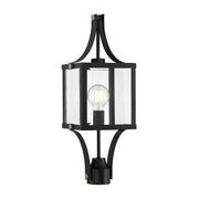 Savoy House Raeburn 1Lt Outdoor Post Lantern, Black/Brass - 5-476-144