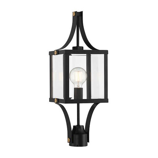 Savoy House Raeburn 1Lt Outdoor Post Lantern, Black/Brass - 5-476-144