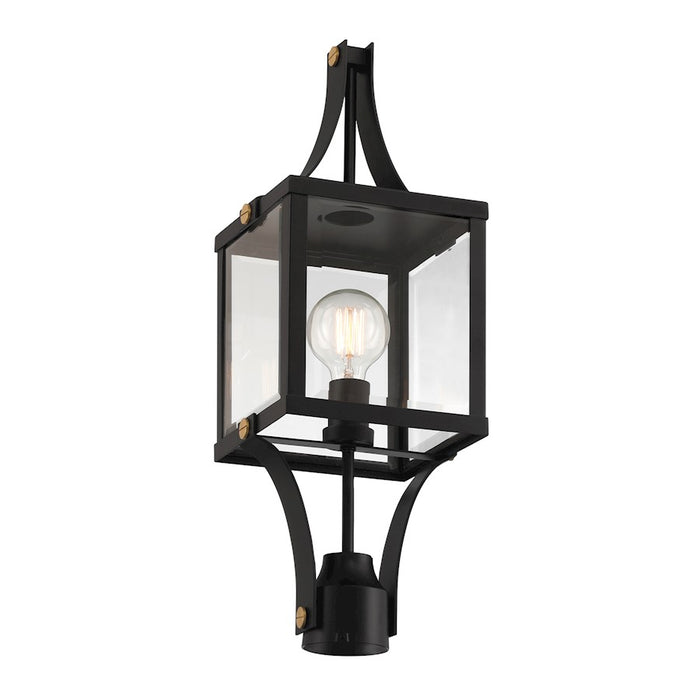 Savoy House Raeburn 1Lt Outdoor Post Lantern, Black/Brass/Beveled