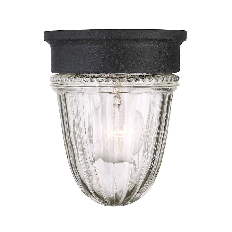 Savoy House Exterior Collection 1-Light Jelly Jar Flush Mount, Black