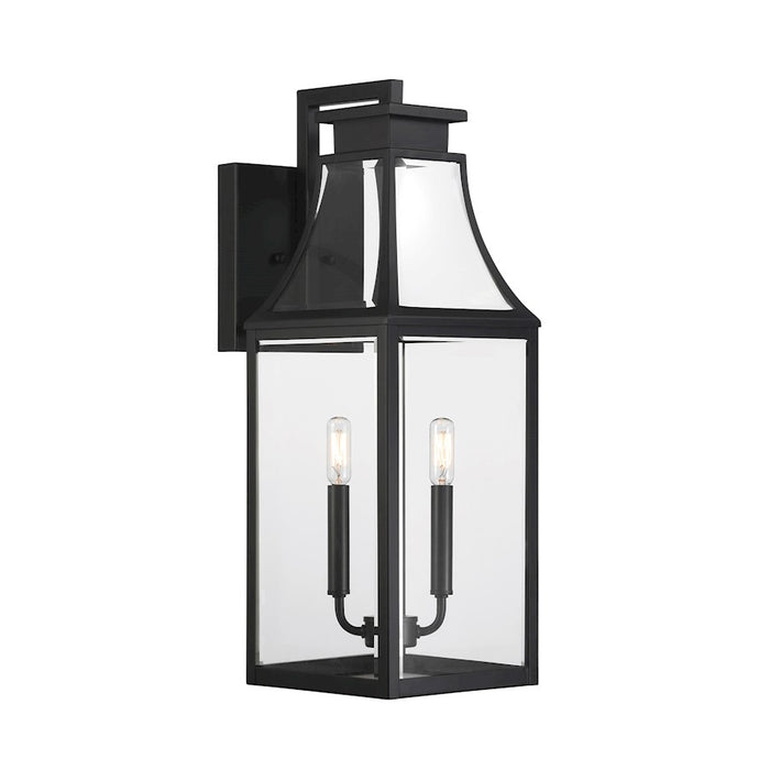 Savoy House Emery 2Lt Outdoor Wall Lantern, Matte Black/Clear Beveled