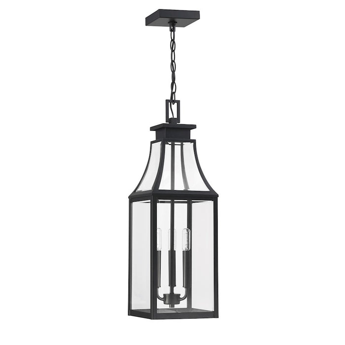 Savoy House Emery 3Lt Outdoor Hanging Lantern, Black/Clear Beveled