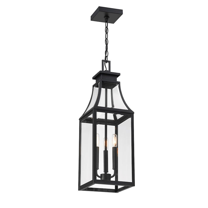 Savoy House Emery 3Lt Outdoor Hanging Lantern, Black/Clear Beveled