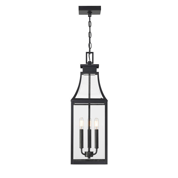 Savoy House Emery 3Lt Outdoor Hanging Lantern, Black/Clear Beveled