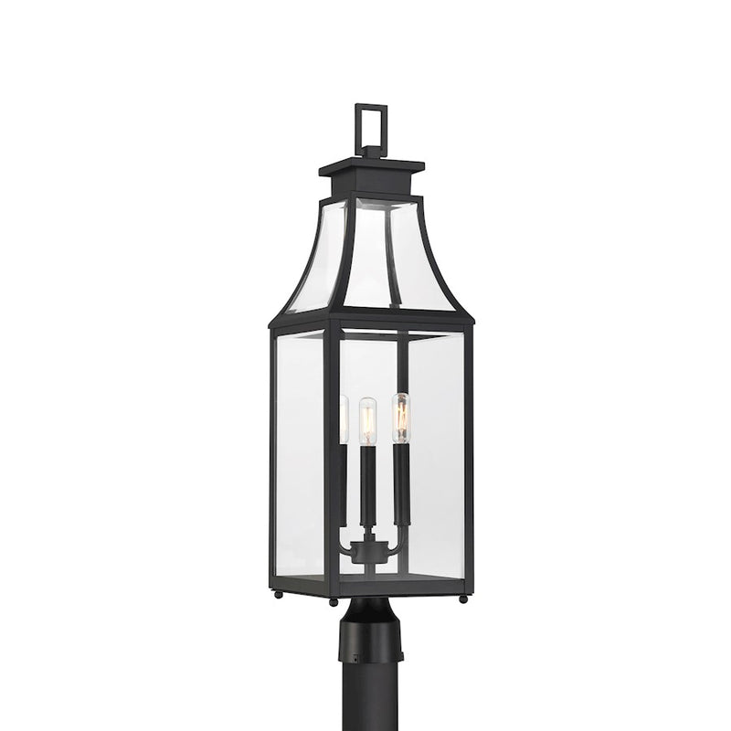 Savoy House Emery 3Lt Outdoor Post Lantern, Matte Black/Clear Beveled