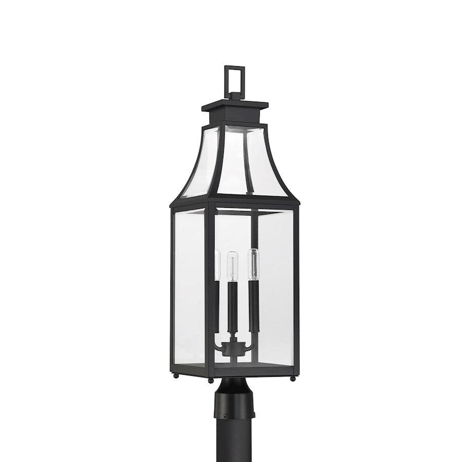 Savoy House Emery 3Lt Outdoor Post Lantern, Matte Black/Clear Beveled