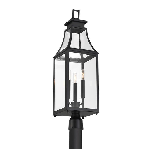 Savoy House Emery 3Lt Outdoor Post Lantern, Matte Black/Clear Beveled