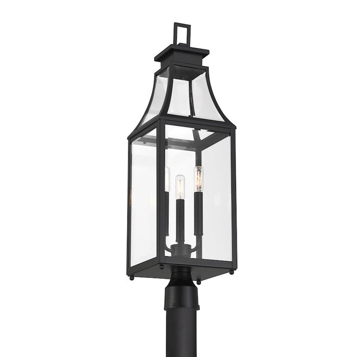 Savoy House Emery 3Lt Outdoor Post Lantern, Matte Black/Clear Beveled
