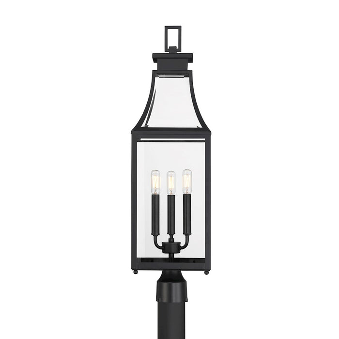 Savoy House Emery 3Lt Outdoor Post Lantern, Matte Black/Clear Beveled