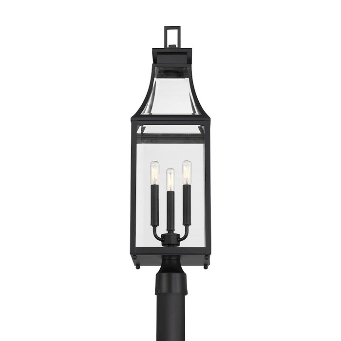 Savoy House Emery 3Lt Outdoor Post Lantern, Matte Black/Clear Beveled