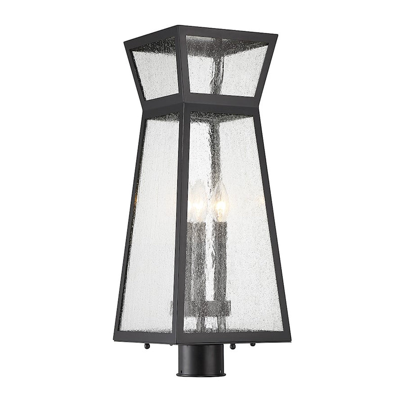 Savoy House Millford 3 Light Outdoor Post Lantern, Matte Black/Clear
