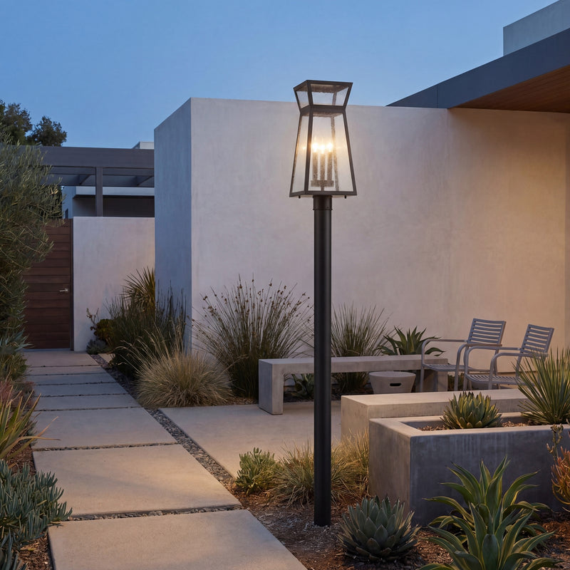 Savoy House Millford 3 Light Outdoor Post Lantern, Matte Black/Clear